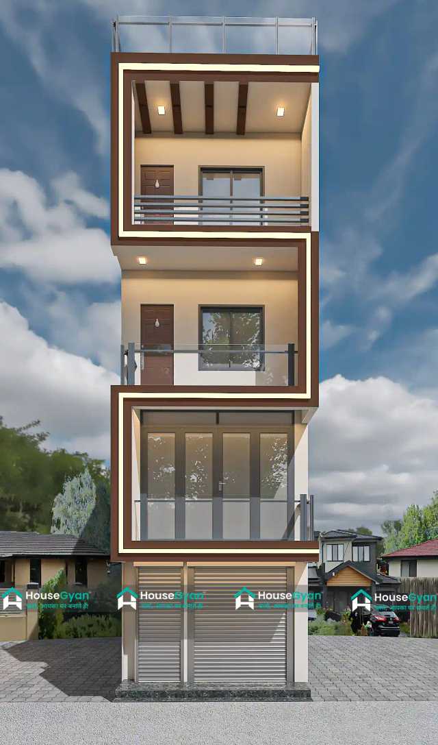 14x50 Third Floor 3D Front House Elevation Design 14x50 Third Floor 3D Front House Elevation Design