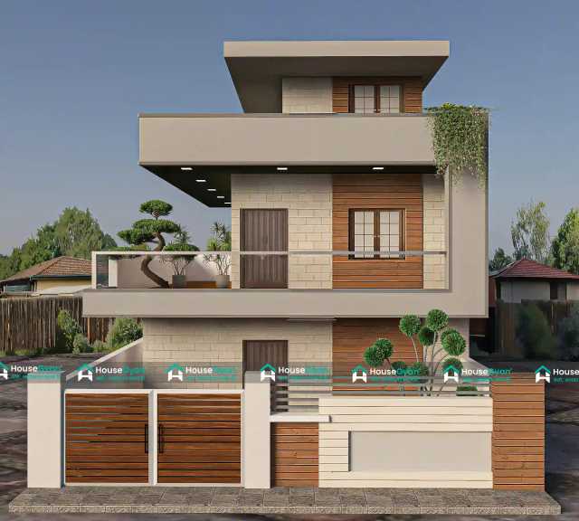 30x50 Double Storey 3D Front House Elevation Design 30x50 Double Storey 3D Front House Elevation Design