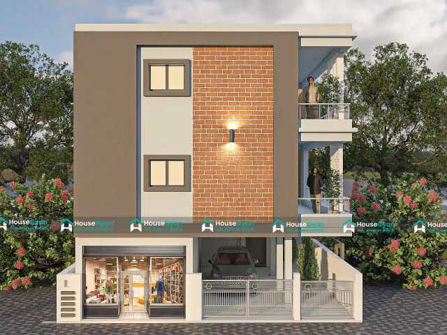 33X50 Triple Storey 3D Front House Elevation Design 33X50 Triple Storey 3D Front House Elevation Design