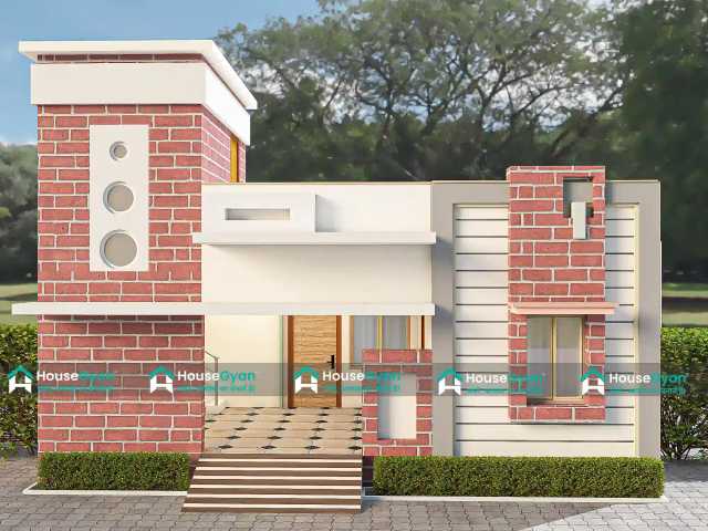 30X50 Contemporary House Front Elevation with Exposed Brick Design 30×50 Contemporary House Front Elevation with Exposed Brick Design
