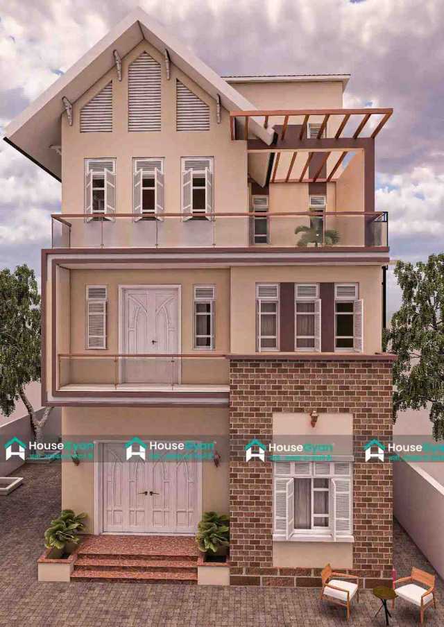 20x50 G+2 Modern Villa Elevation Design | 1000 Sqft Elegant House Front 20x50 G+2 Modern Villa Elevation Design | 1000 Sqft Elegant House Front