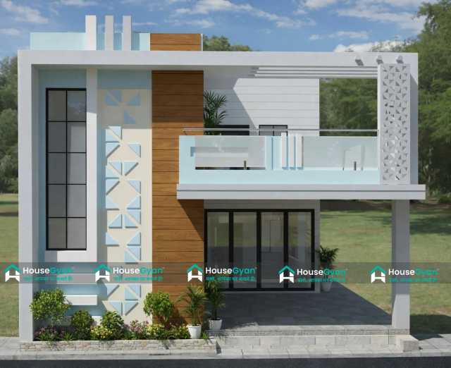 26X40 Single Storey Modern House Front Elevation with Geometric Design 26X40 Single Storey Modern House Front Elevation with Geometric Design