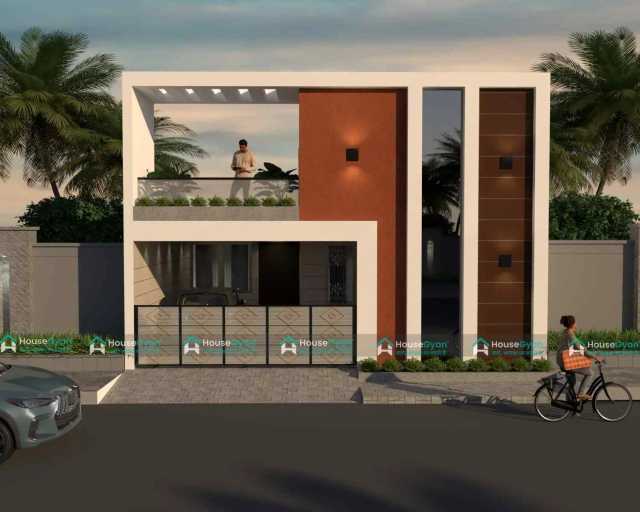 30X60 Modern Contemporary House Elevation with Arched Façade 30X60 Modern Contemporary House Elevation with Arched Façade