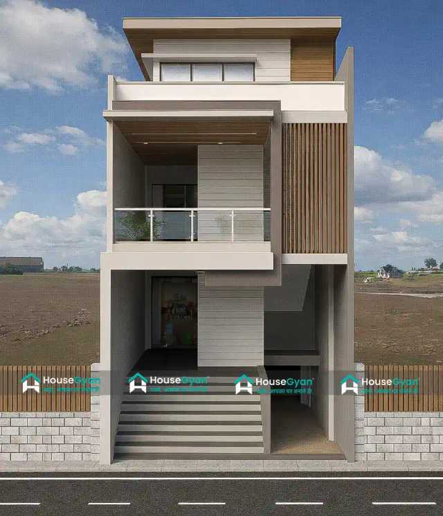 20x40 G+1 Minimal Modern House Elevation Design 20x40 G+1 Minimal Modern House Elevation Design