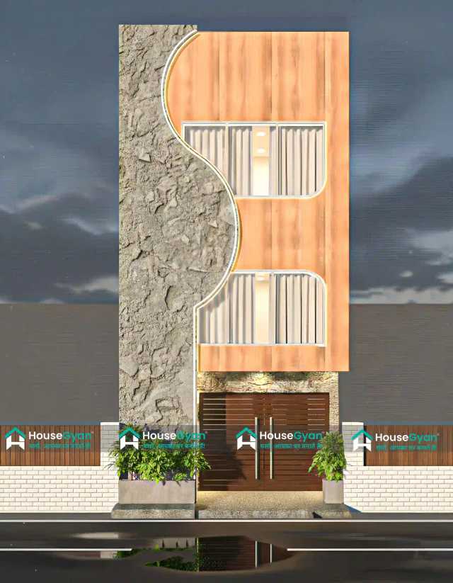 18x60 G+2 Luxury Modern Front Elevation Design 18x60 G+2 Luxury Modern Front Elevation Design