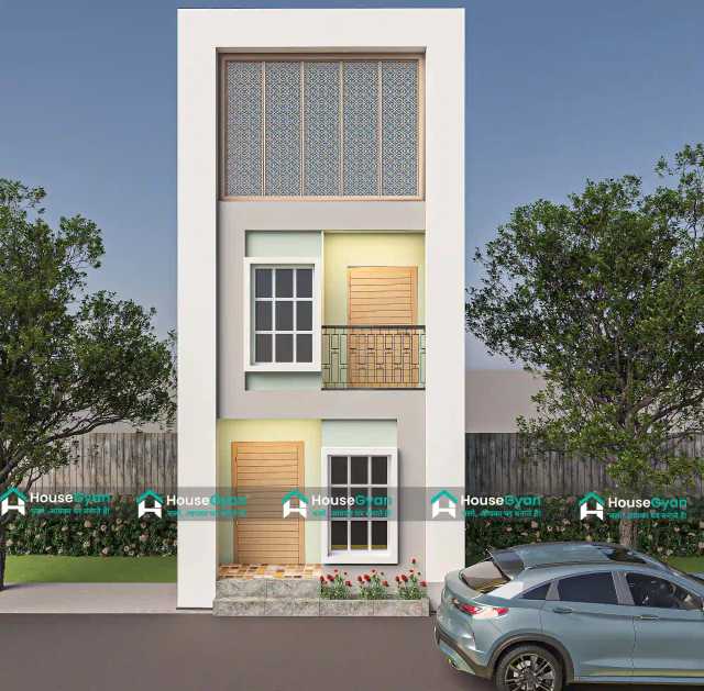 15X40 Double Floor Simple Modern House Elevation Design 15X40 Double Floor Simple Modern House Elevation Design