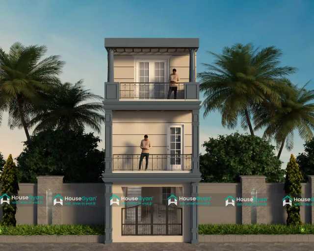 15X60 Triple Floor Classical House Front Elevation Design 15X60 Triple Floor Classical House Front Elevation Design