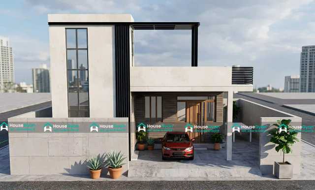 40X60 Modern House Front Elevation Design with Car Parking 40X60 Modern House Front Elevation Design with Car Parking