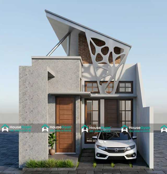 16X50 Ground Floor Futuristic Modern House Elevation Design 16X50 Ground Floor Futuristic Modern House Elevation Design