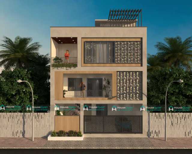30X40 Triple Storey Modern Box Facade Elevation Design 30X40 Triple Storey Modern Box Facade Elevation Design