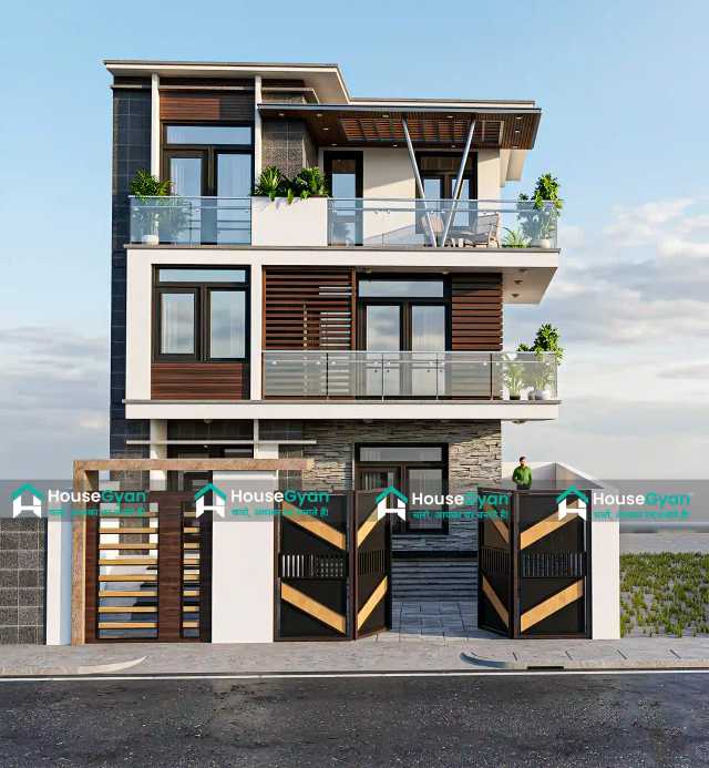 Premium 35X60 G+2 Modern Villa Elevation Design Premium 35X60 G+2 Modern Villa Elevation Design