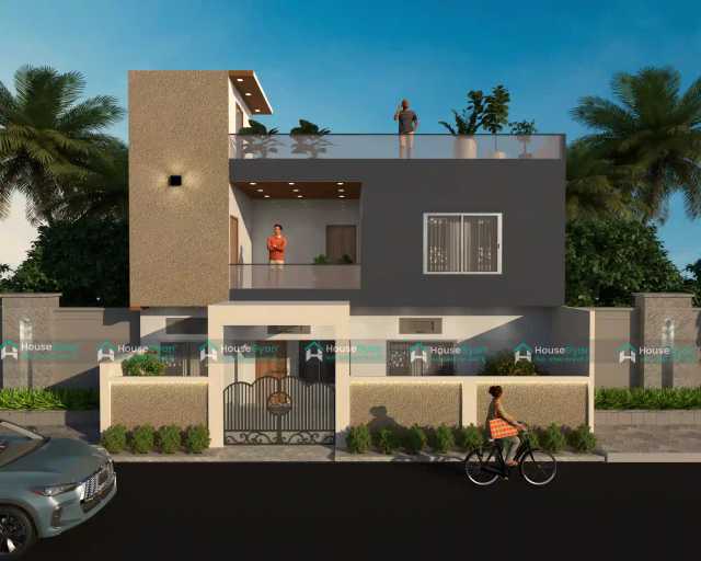 35X35 Contemporary House Front Elevation Design 35X35 Contemporary House Front Elevation Design