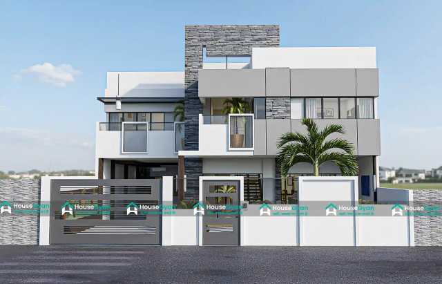 Stylish 40x30 Duplex House Front Elevation Design Stylish 40x30 Duplex House Front Elevation Design