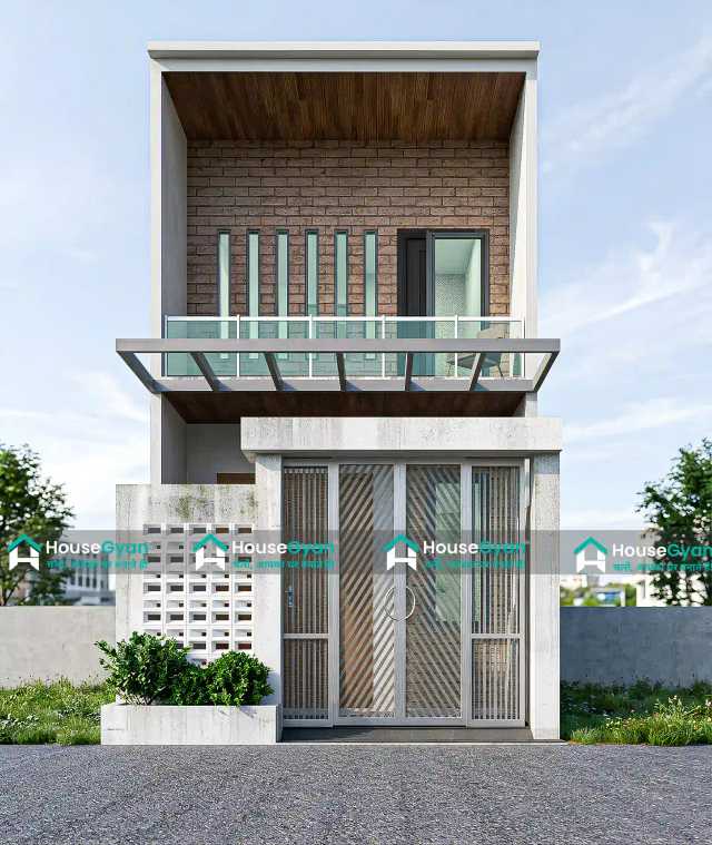 12x50 Modern Compact G+1 House Front Elevation Design 12x50 Modern Compact G+1 House Front Elevation Design