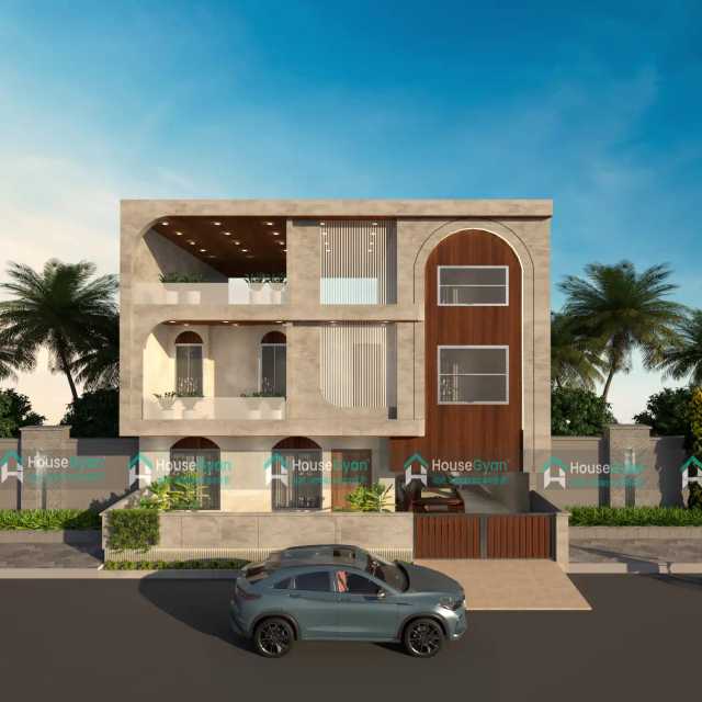39x39 Modern Curved House Elevation Design 39x39 Modern Curved House Elevation Design