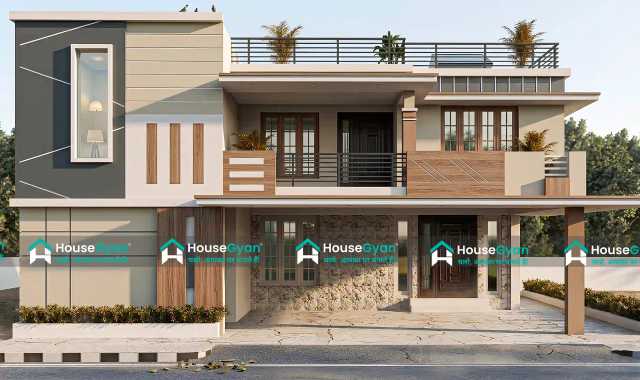 40x20 800 sq. ft. Premium Duplex House Elevation Design 40x20 800 sq. ft. Premium Duplex House Elevation Design