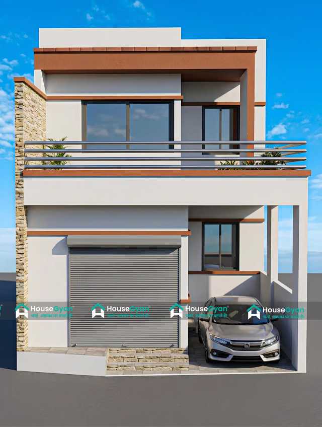 23x50 Modern Stylish House Elevation With Shop and Car Parking 23x50 Modern Stylish House Elevation With Shop and Car Parking