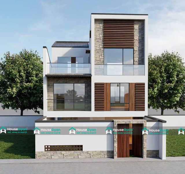 29x50 Modern Contemporary Elevation Design with Stone Cladding 29x50 Modern Contemporary Elevation Design with Stone Cladding