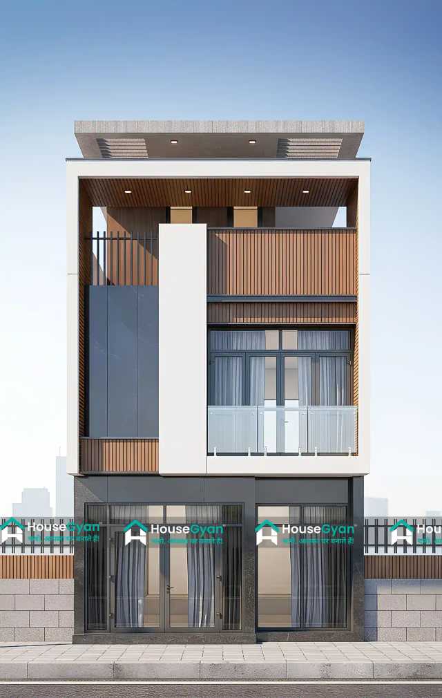 Contemporary Second Floor House Elevation for 15x45 Plot Contemporary Second Floor House Elevation for 15x45 Plot
