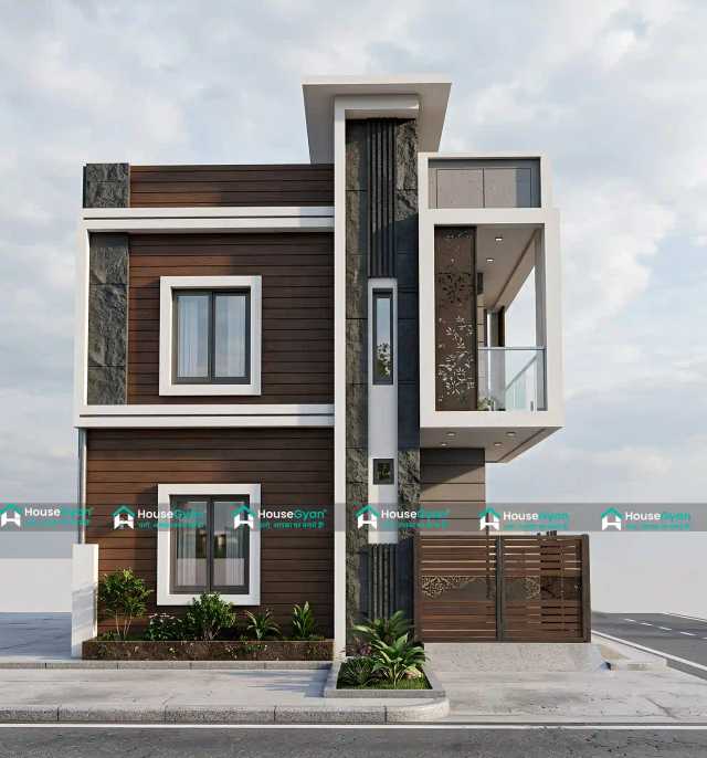 Contemporary Duplex Elevation Design for 24x60 Plot Contemporary Duplex Elevation Design for 24x60 Plot