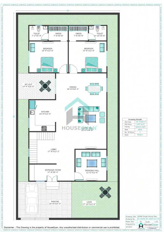 40X80 North East Facing 2BHK Ground Floor House Plan | 3200 Sqft Plot Floor Plan 40X80 North East Facing 2BHK Ground Floor House Plan | 3200 Sqft Plot Floor Plan