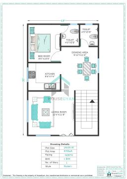 19X30 North Facing 1BHK Ground Floor House Plan | 570 Sqft Plot Floor Plan 19X30 North Facing 1BHK Ground Floor House Plan | 570 Sqft Plot Floor Plan